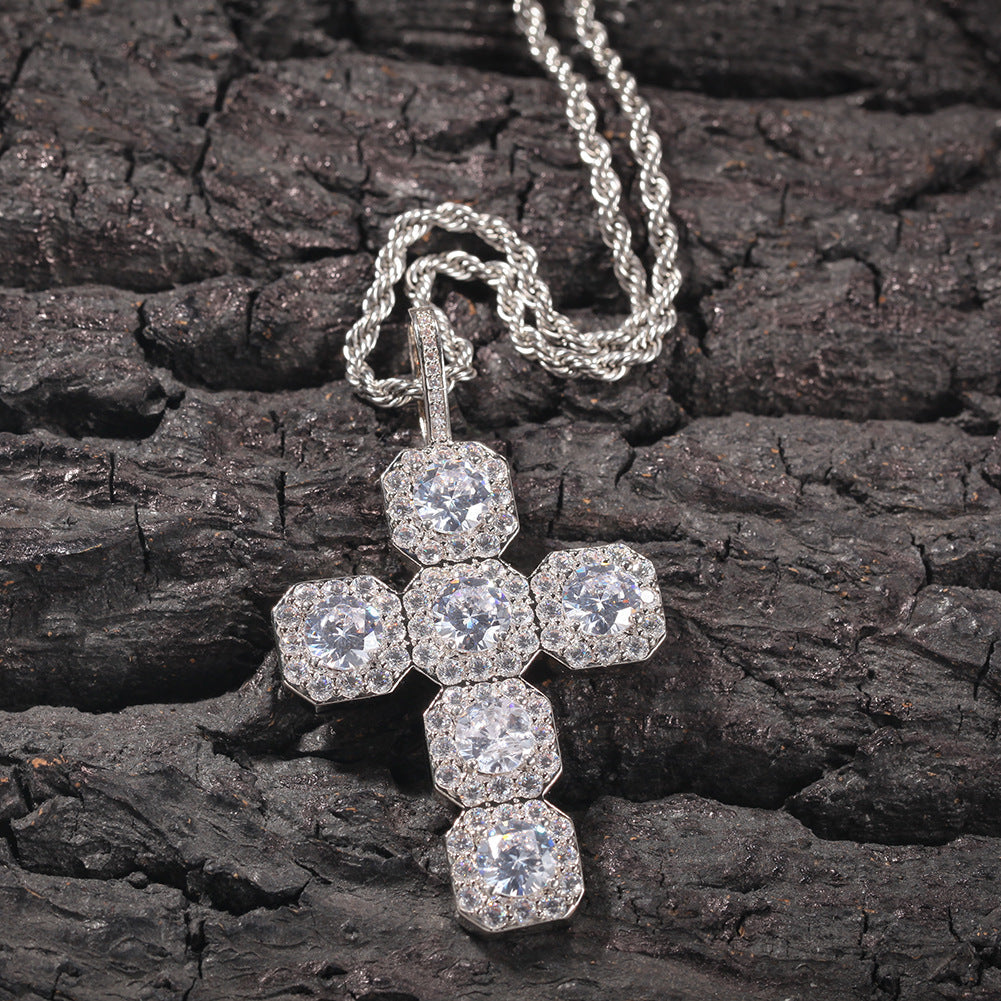 Jewelry Cross Pendant Copper Set Zircon Pendant Necklace Egypt Pieces Jesus Pieces Royalty Spectrum