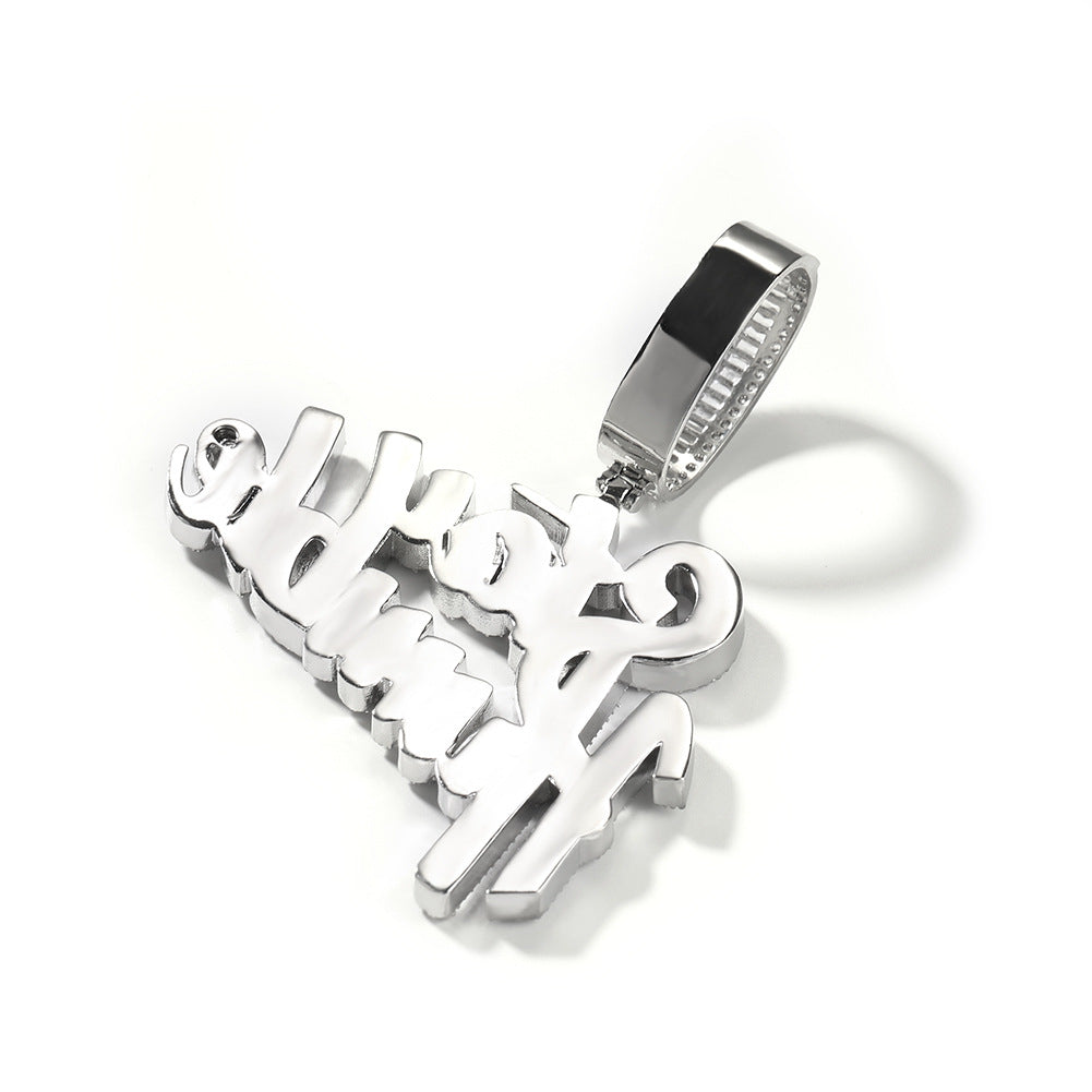 Jewelry Copper Zircon Stay Humble Pendant Hiphop Necklace Royalty Spectrum St. Valentine's Alphabet Pieces