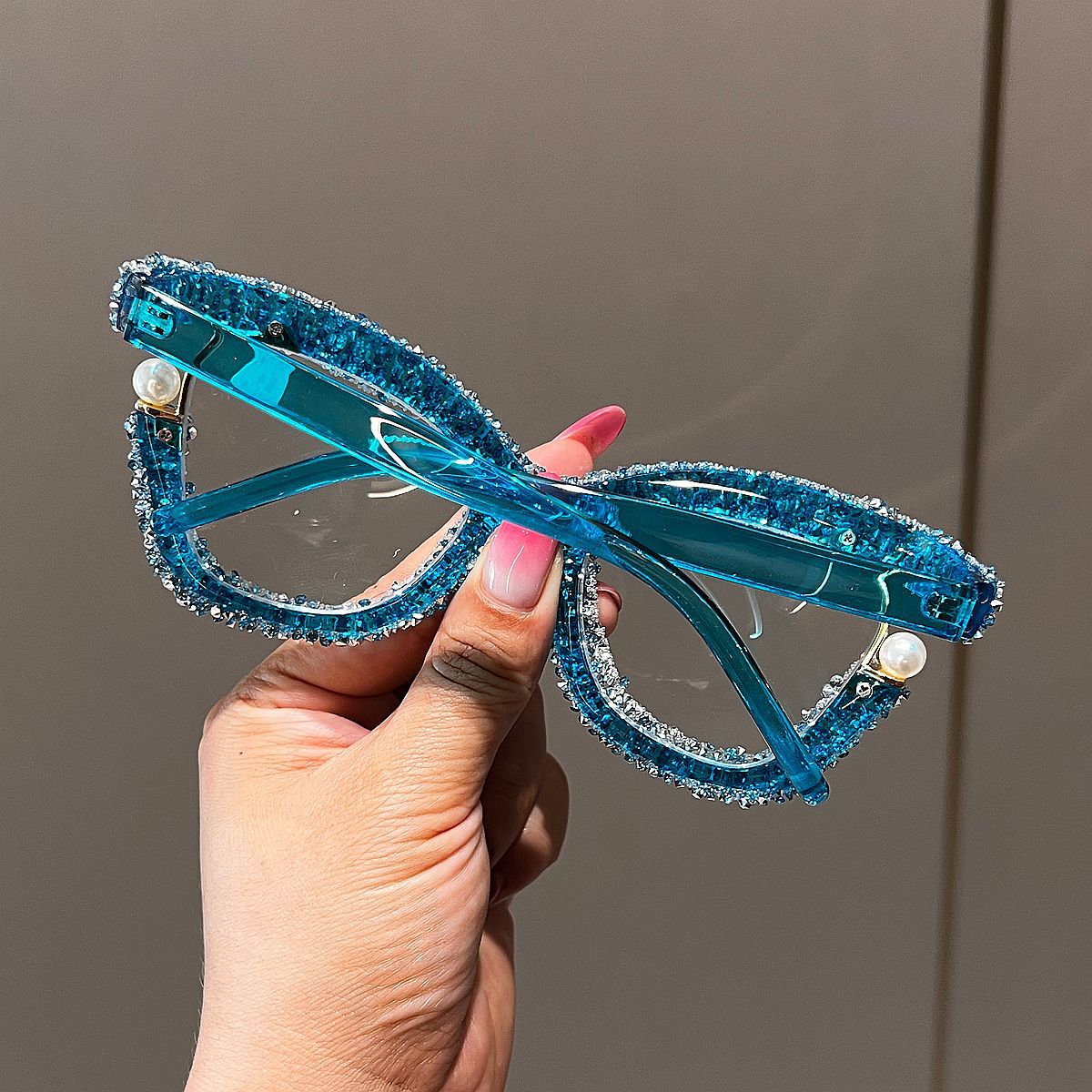 Trendy punk glasses rainbow frame retro