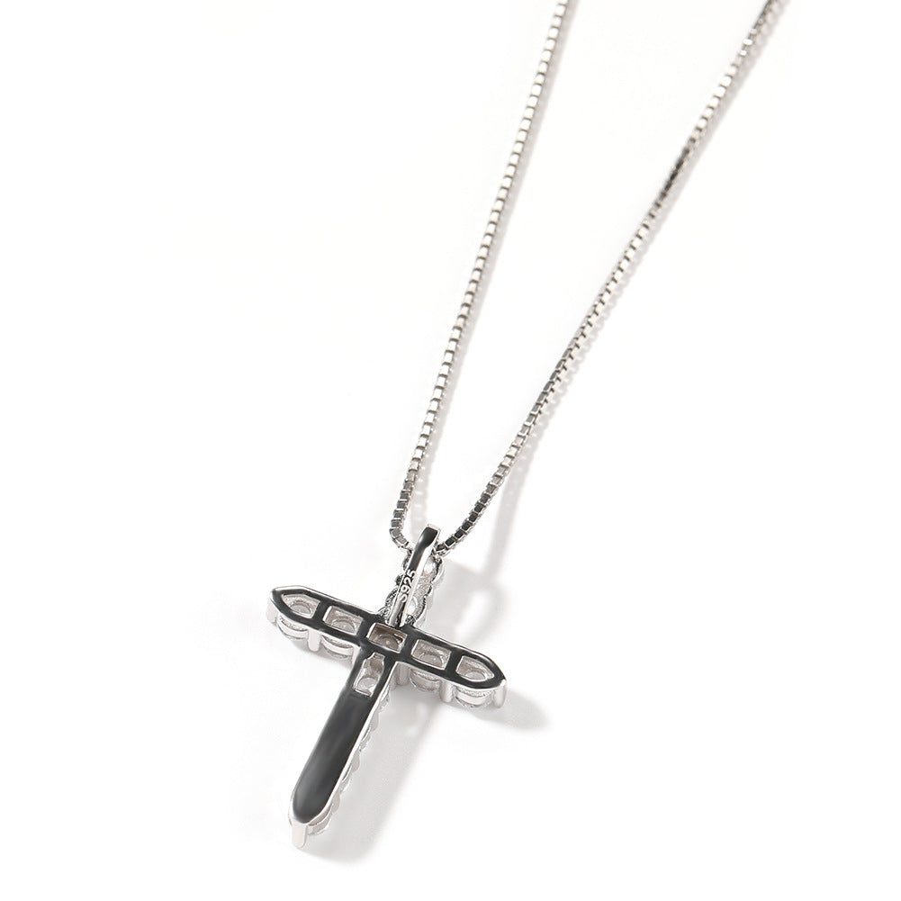 Jewelry Sterling Silver Zircon Full Diamond Cross Necklace Crosses Spectrum Royalty