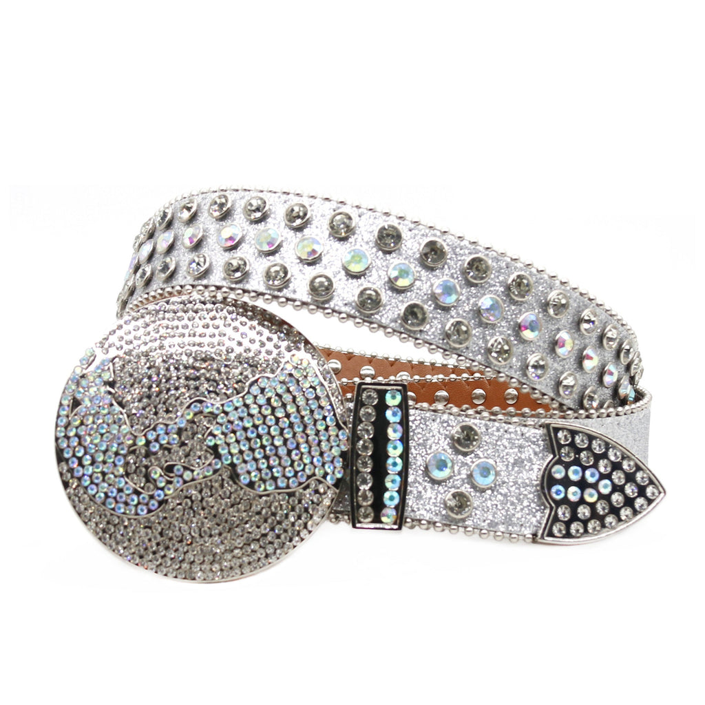 Hip-hop punk rhinestone belt earth buckle full of diamonds y2k belt