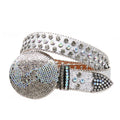 Hip-hop punk rhinestone belt earth buckle full of diamonds y2k belt