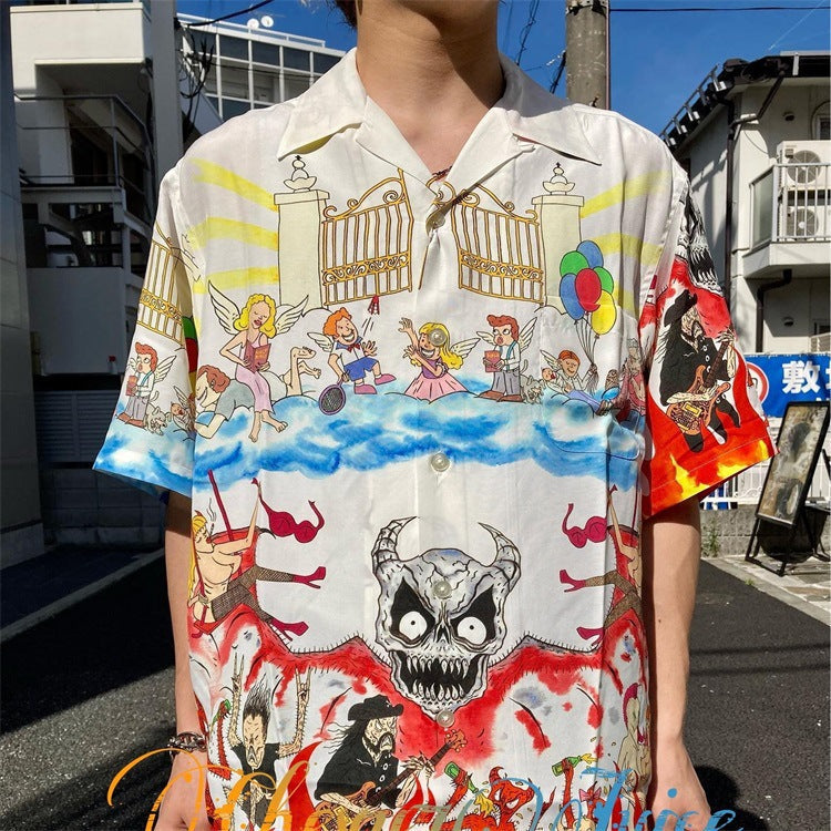 GUILTYPARTIES TIGER Shirts Anniversary Limited Ghost Graffiti Devil Angel Hawaiian Short Sleeve Shirt Men