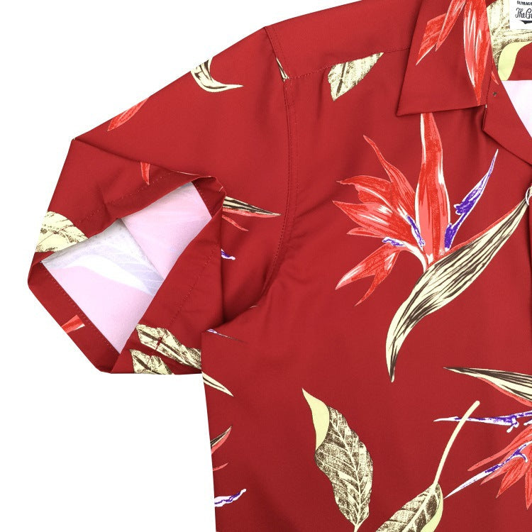 GUILTYPARTIES TIGER Shirts bird of paradise Hawaiian short-sleeved shirt men