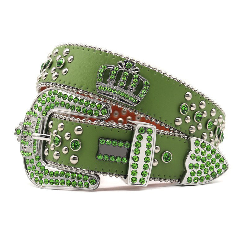 Hip-hop punk rhinestone belt alloy crown
