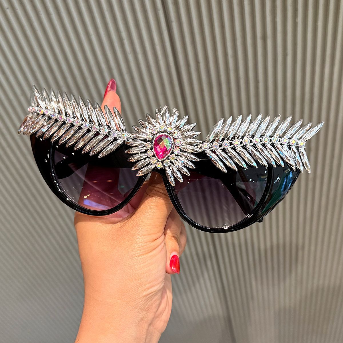 Trendy punk glasses large frame retro