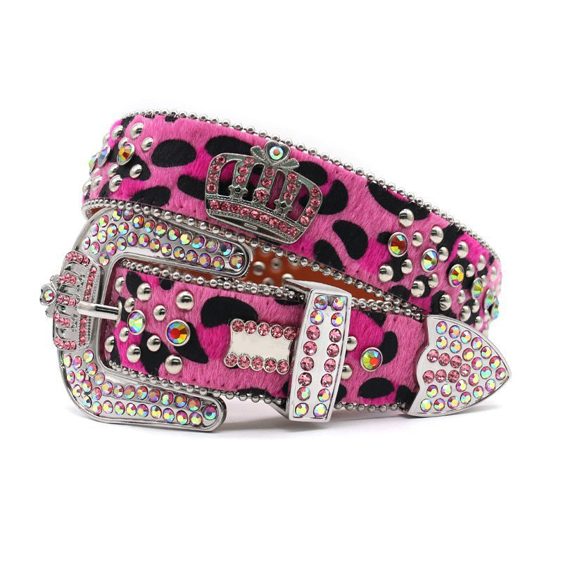 Hip-hop punk rhinestone belt crown full diamond punk style