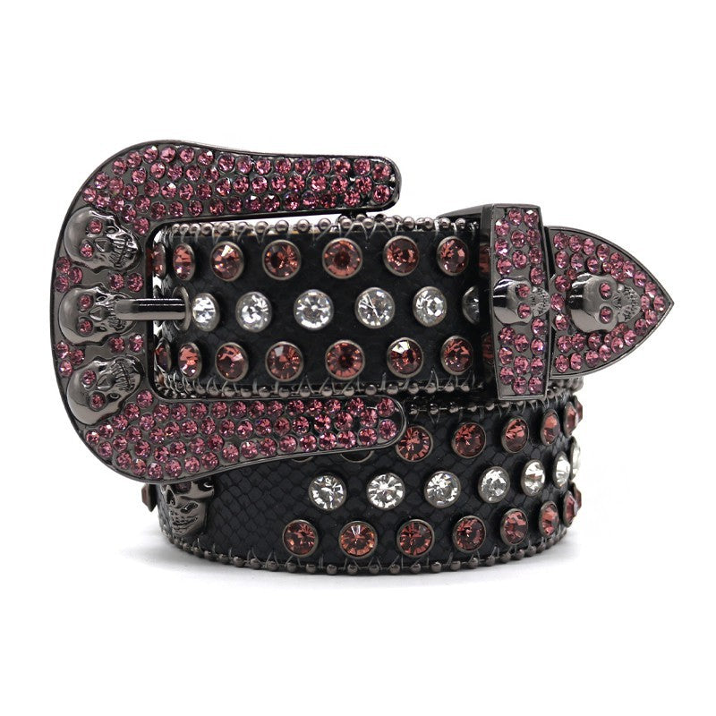 Hip-hop punk rhinestone belt skull y2k punk style