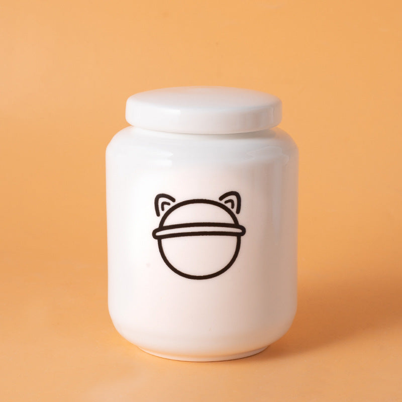 Pet Urn Dog Cat Ceramic Pet Memorial Jar Sealed with Lid Bone Jar Funeral Supplies