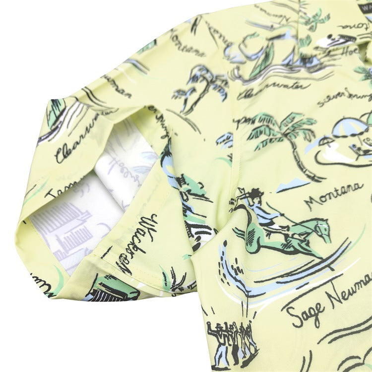GUILTYPARTIES TIGER Shirts Island Coconut Surfing Leisure Travel Rayon Hawaiian Short Sleeve Shirt