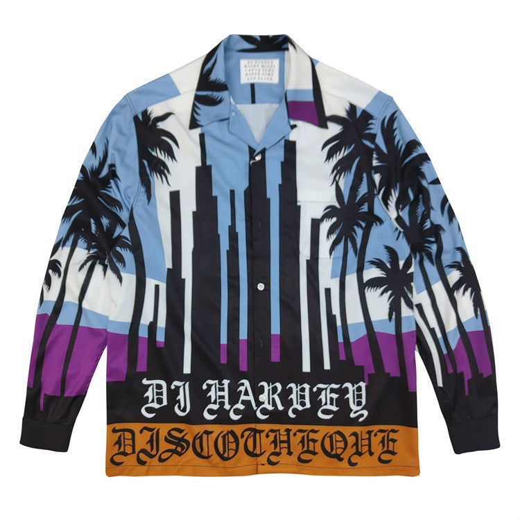 GUILTYPARTIES TIGER Long sleeved shirt DJ Harvey Coconut Tree, Dancing with Snakes, Hawaiian Long Sleeve Shirt