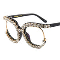 Trendy punk glasses half-frame diamond uv protection