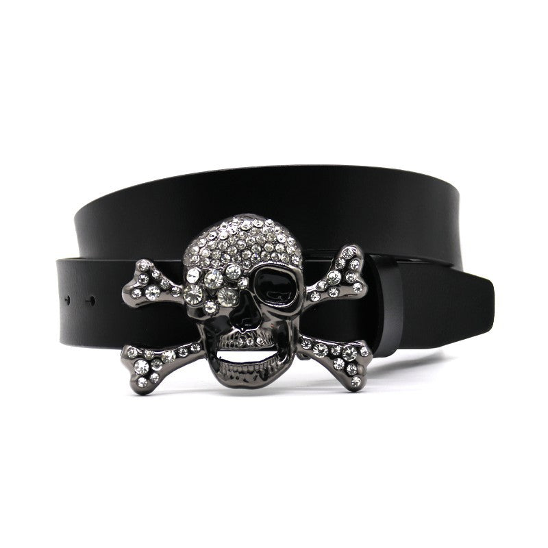 Hip-hop punk rhinestone belt rhinestone big skull