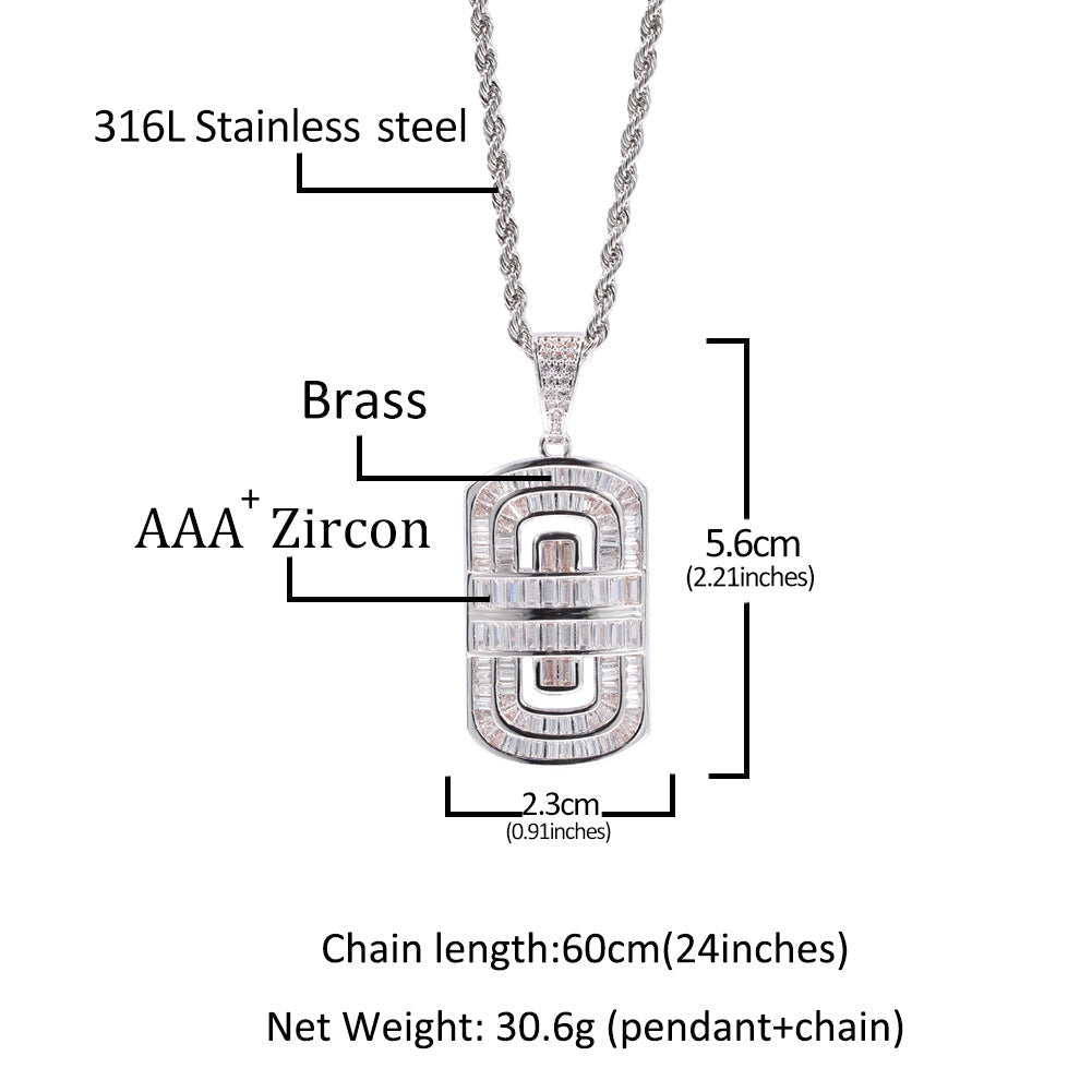 Jewelry Hip Hop Shield Necklace INS Style Fashion Zircon Pendant St. Valentine's Spectrum