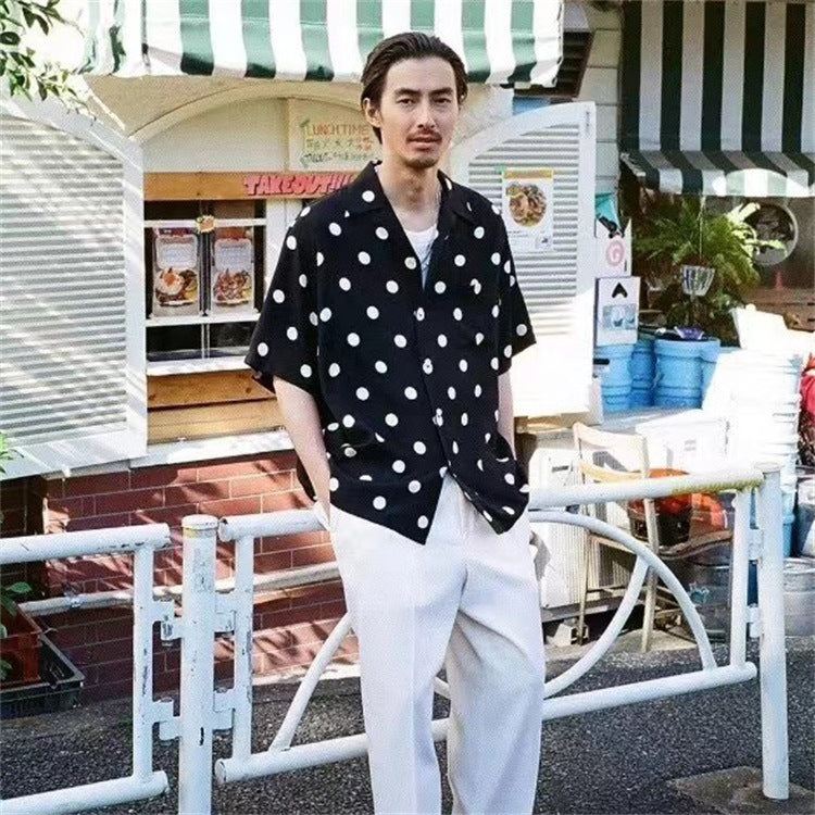 GUILTYPARTIES TIGER Shirts 24ss polka dot glass ball rayon Hawaiian casual short-sleeved shirt