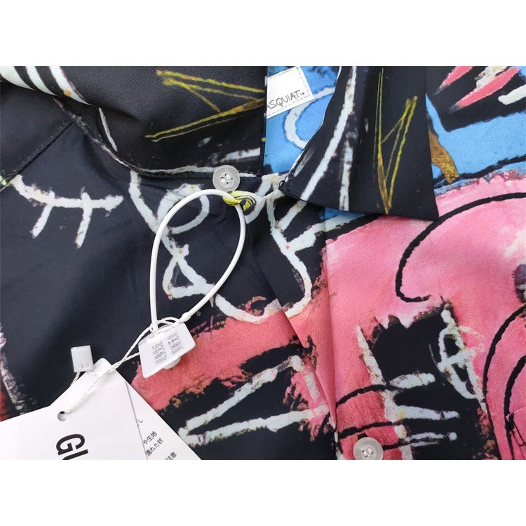 GUILTYPARTIES TIGER Shirts Basquiat graffiti Hawaiian loose short-sleeved shirt men