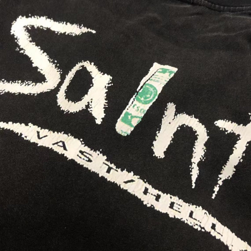 Saint Michael T Shirts Red Triangle With Cursive Salnt Front Print Design