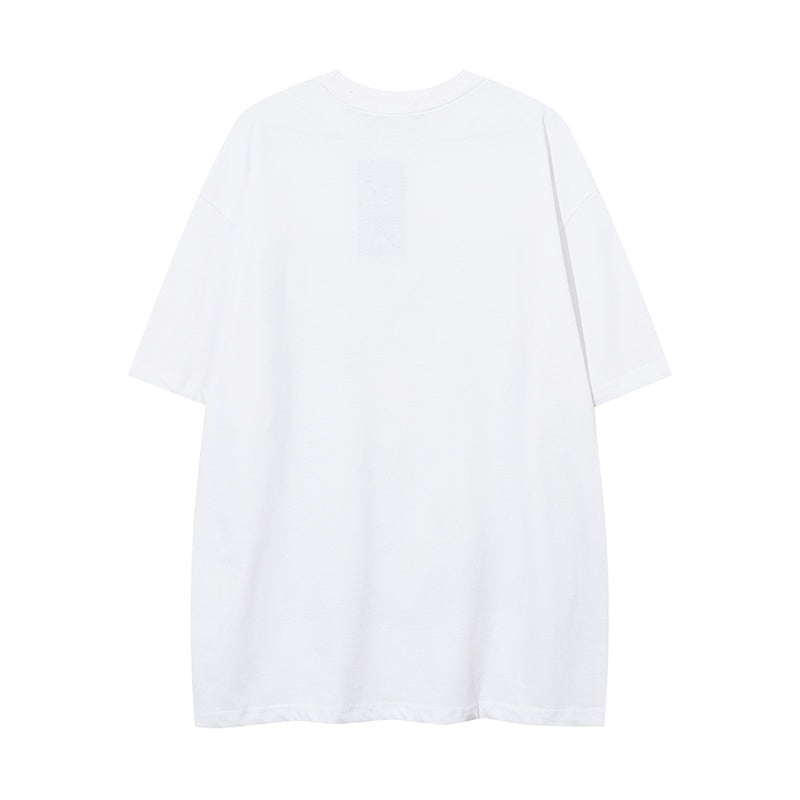Unisex vintage T-shirts Textured rabbit and letter print