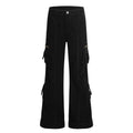 American-style streetwear harem pants High Waist Seam Detail Cargo Flared Trousers