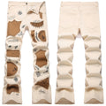 Mens Fashion Jeans Patchwork wide-leg pants 5712# Pure cotton high quality