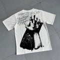 Vintage-style American T-shirt Dark Tone Palm Overlay Typography Design
