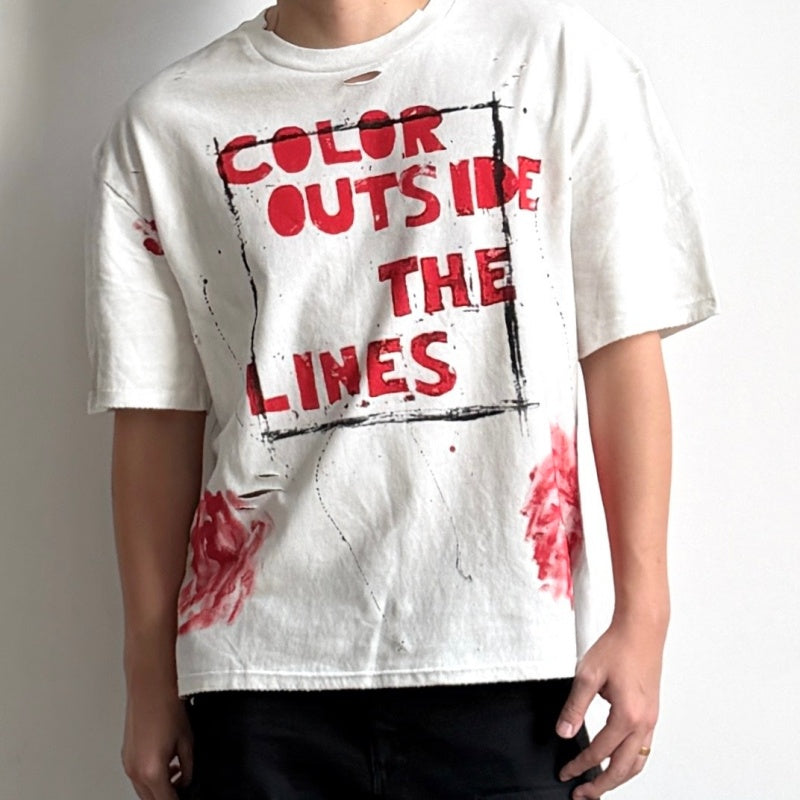 Unisex Vintage T Shirts Saint Street Dirty â€?An Unconventional Limited Edition. Street-graffiti style T-shirt featuring hand-painted splatter effects, multi-location hand-distressing, and a heavy-weight fabric treated with an enzyme-stone wash and
