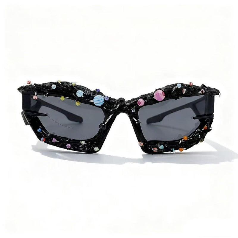 Trendy punk glasses colorful nails weird