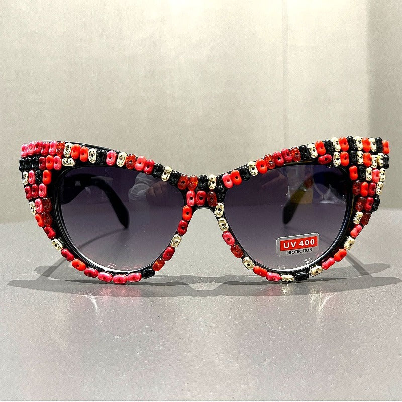 Trendy punk glasses retro big cat eyes