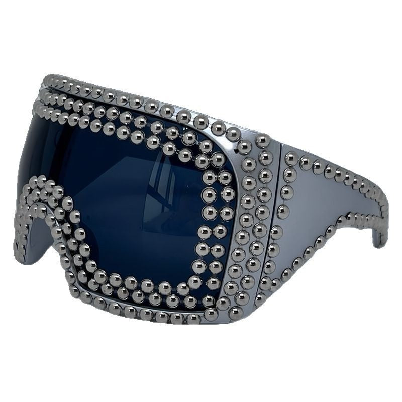 Trendy punk glasses oversized frame rivets