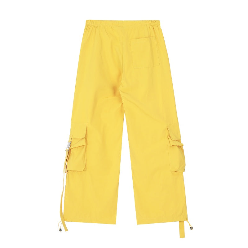 American-style streetwear harem pants Side Flap Pockets with Adjustable Webbing Straps