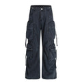 American-style streetwear harem pants Strap Detail Utility Baggy Slacks