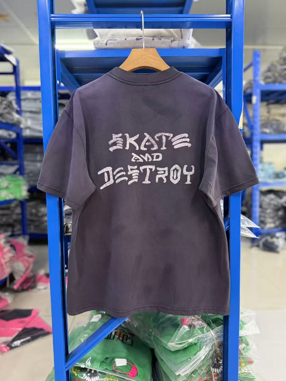 Vintage style washed summer wear T shirt Purple Lightning 260G pure cotton high-quality streetwear