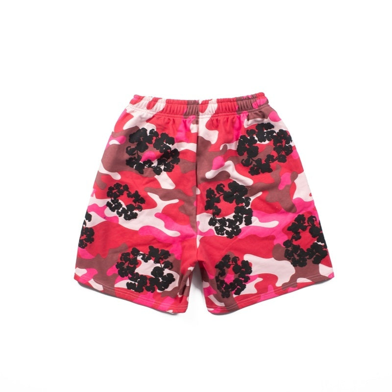Denim Tears Shorts Y2K Heavyweight Camouflage Flower Printed Streetwear Shorts