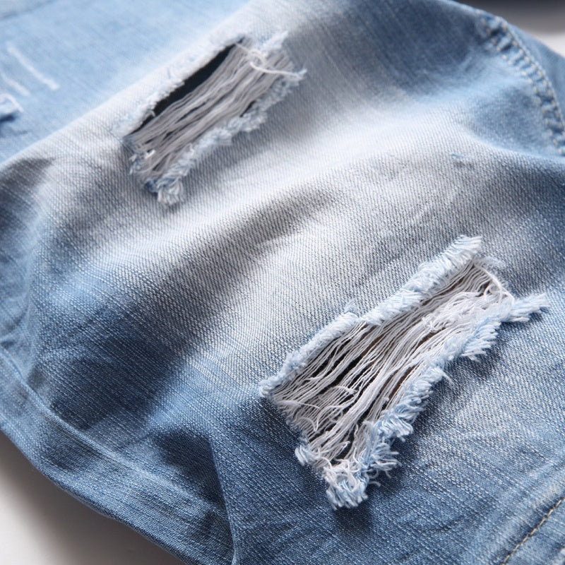Denim shorts High-quality trendy casual pure cotton Non-stretch plus-size men's clothing