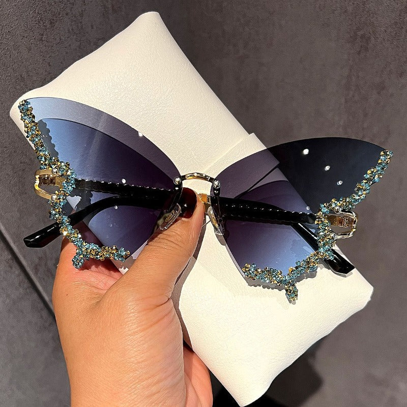 Trendy punk glasses with diamonds