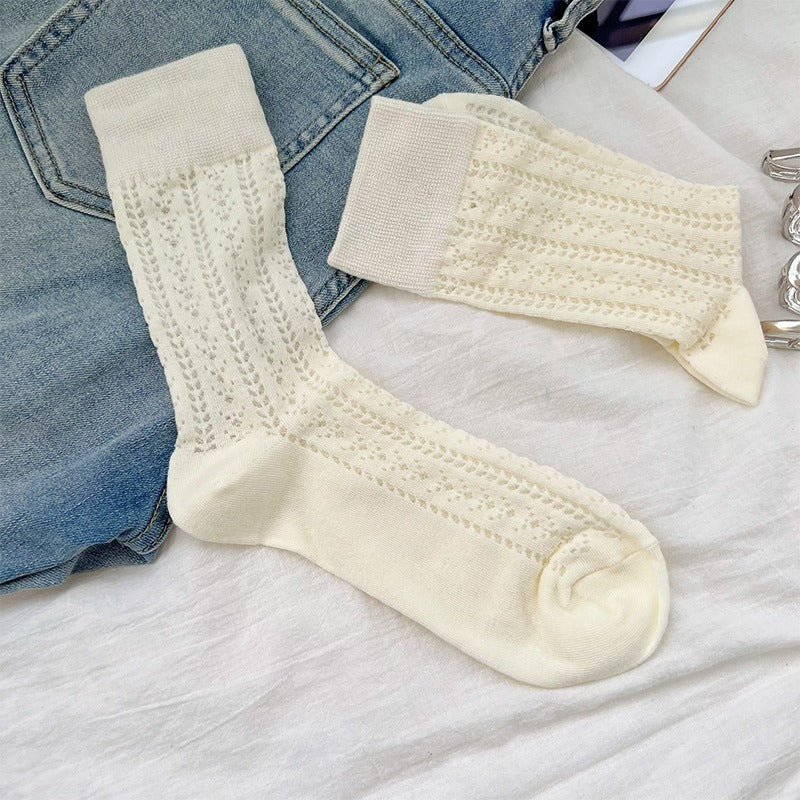 Men socks thin knee socks breathable cut out