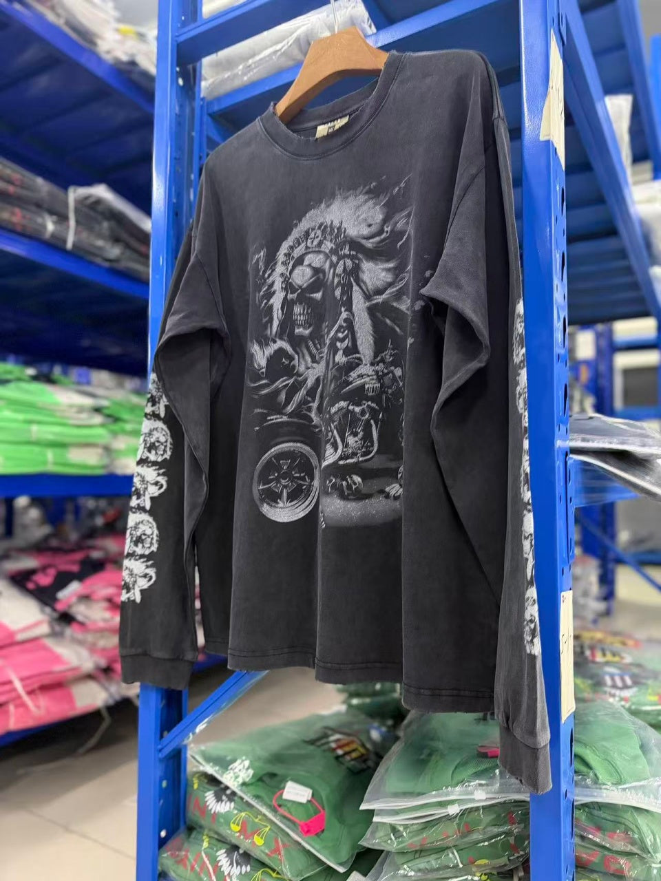 Vintage style washed summer wear Long-sleeved shirt 260G pure cotton high-quality streetwear