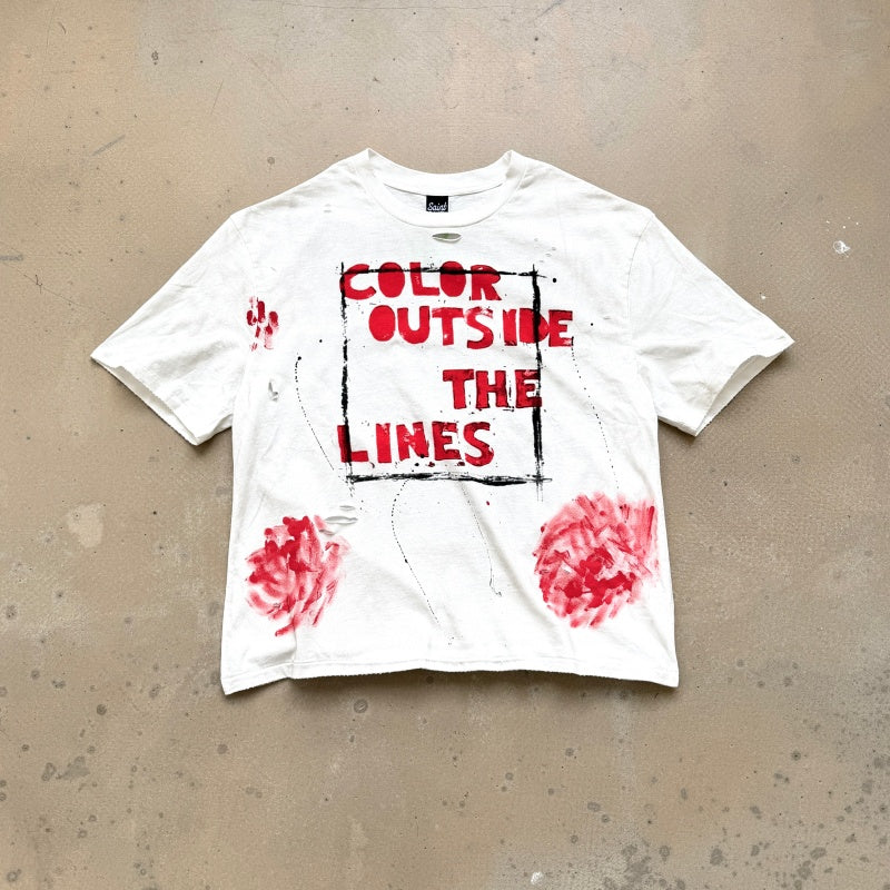 Unisex Vintage T Shirts Saint Street Dirty â€?An Unconventional Limited Edition. Street-graffiti style T-shirt featuring hand-painted splatter effects, multi-location hand-distressing, and a heavy-weight fabric treated with an enzyme-stone wash and
