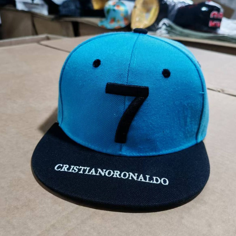 Trendy flat brimmed snapback hatsnumber 7 adjustable