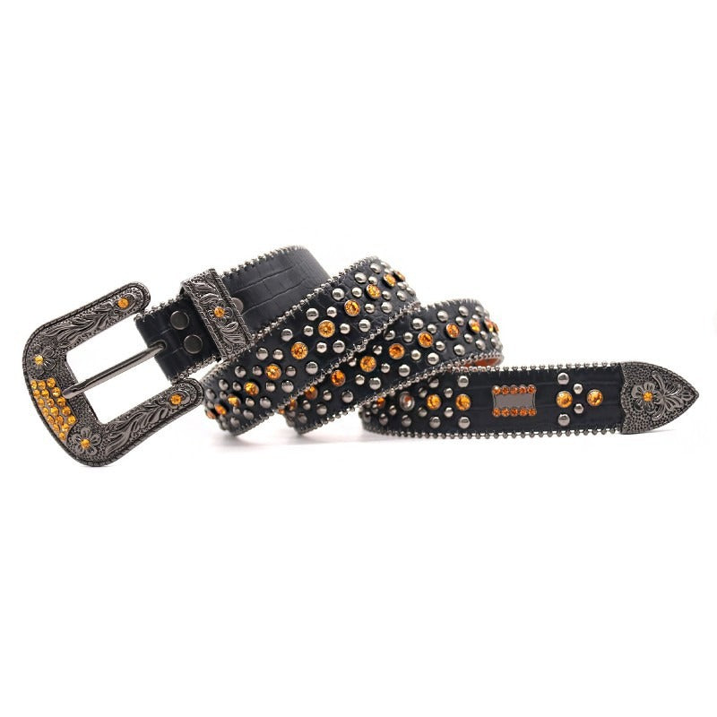 Hip-hop punk rhinestone belt punkloose