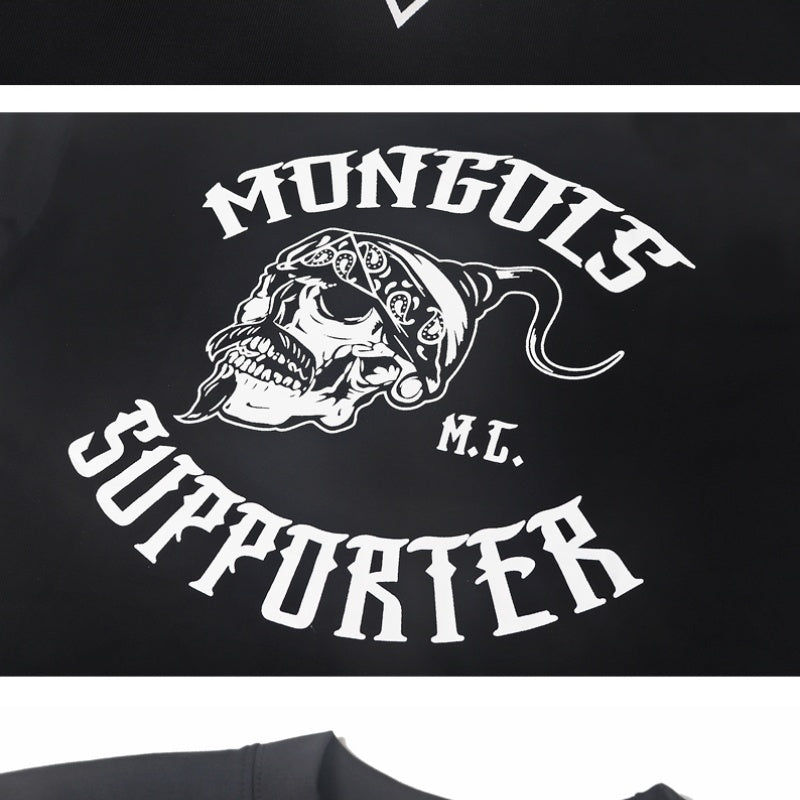 Mens T-shirt Vintage American-style MONGOLS Mongolian Retro Street