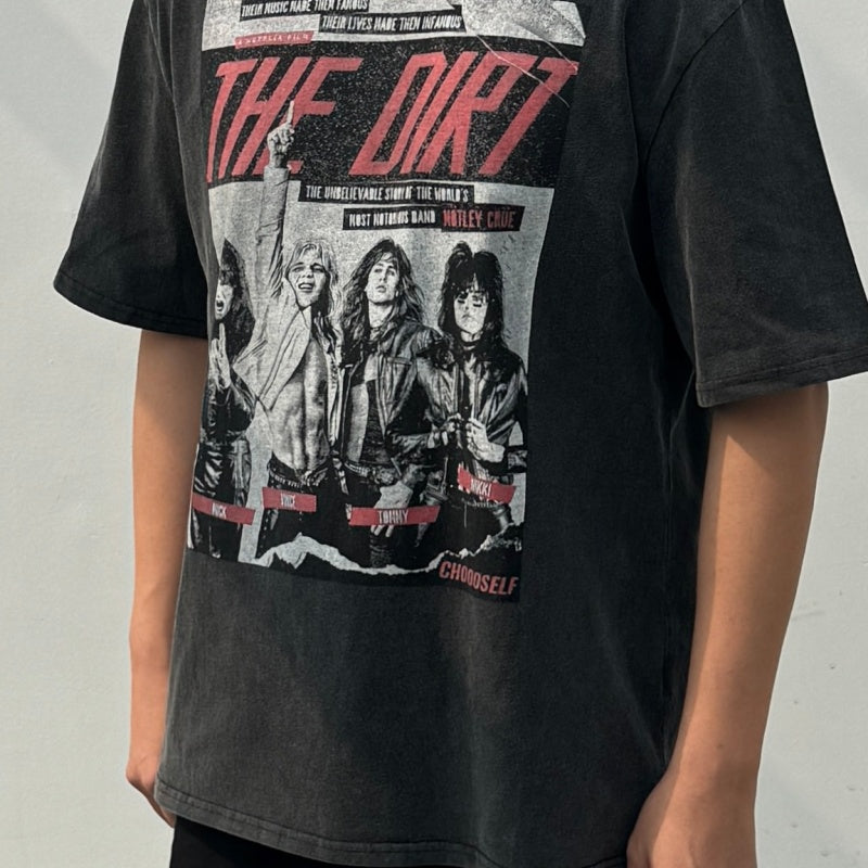 Unisex Vintage T Shirts Motley Crue THE DIRT Limited Edition T-Shirt. Features a heavyweight, enzyme-washed finish and custom heavyweight brushed fabric with a vintage feel. High-quality direct-to-garment (DTG) white ink printing for a premium look