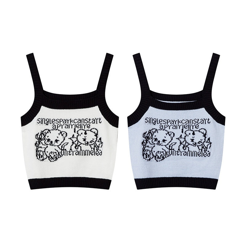 Unisex vintage camisole Pure cotton teddy bear