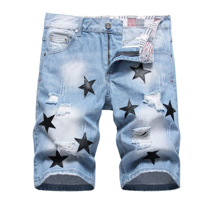 Denim shorts High-quality trendy casual pure cotton Non-stretch plus-size men's clothing
