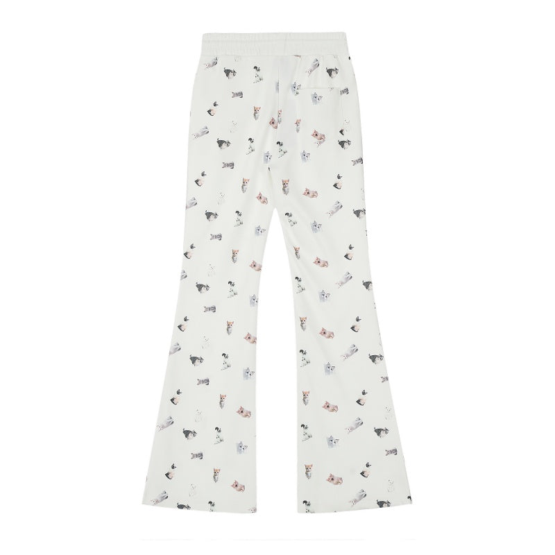 American-style streetwear harem pants Elastic Waist Printed Flare Bottoms