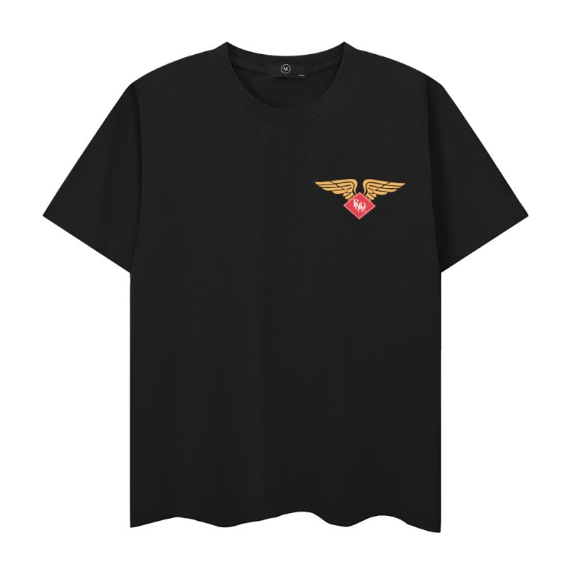 RHUDE T Shirts Distressed Circular Aviation Art