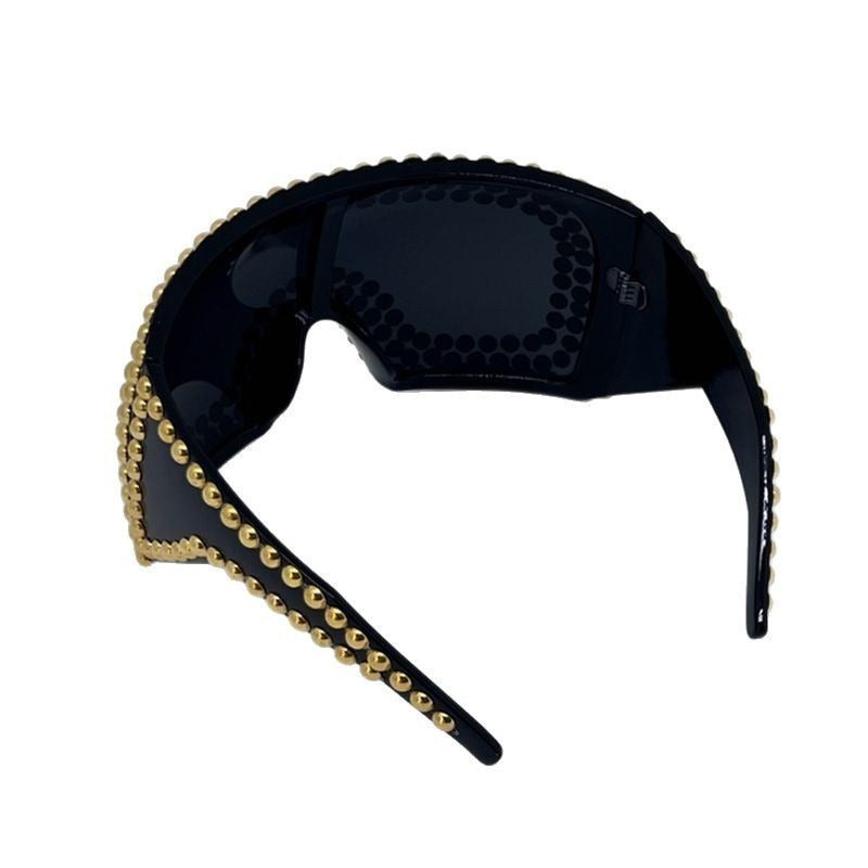 Trendy punk glasses oversized frame rivets