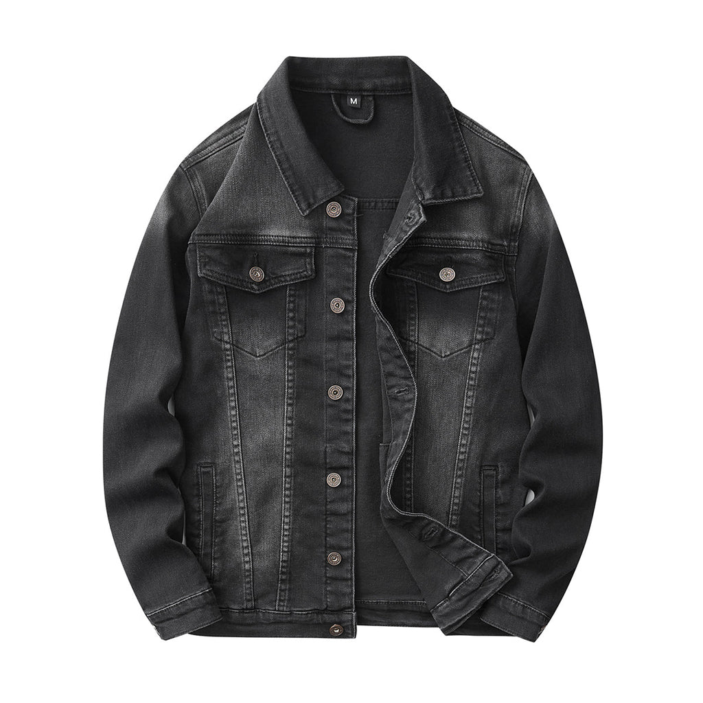 Denim Jacket & Jeans High-Street Trend Retro Casual Matching Distressed Denim Trucker Jacket and Slim-Fit Pants Outfit (jacket and jeans must be purchased separately.)