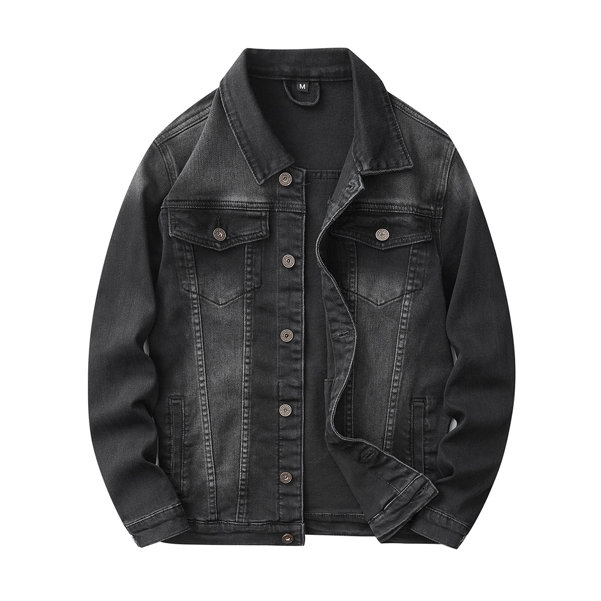 Denim Jacket & Jeans High-Street Trend Retro Casual Matching Distressed Denim Trucker Jacket and Slim-Fit Pants Outfit (jacket and jeans must be purchased separately.)