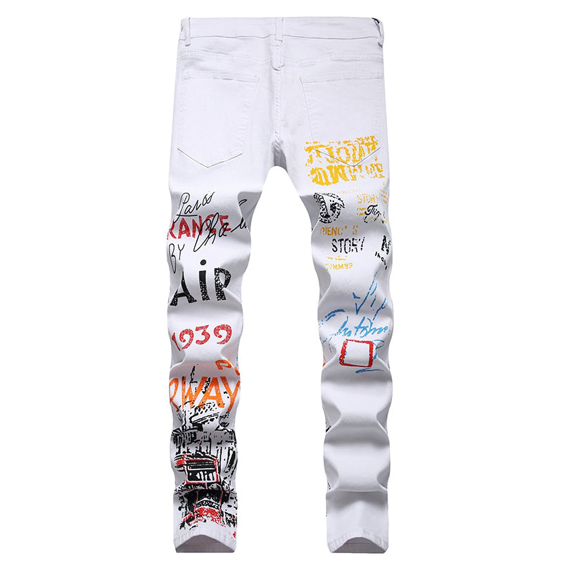 Mens Fashion Jeans Street graffiti style 5601# 5608# Pure cotton high quality